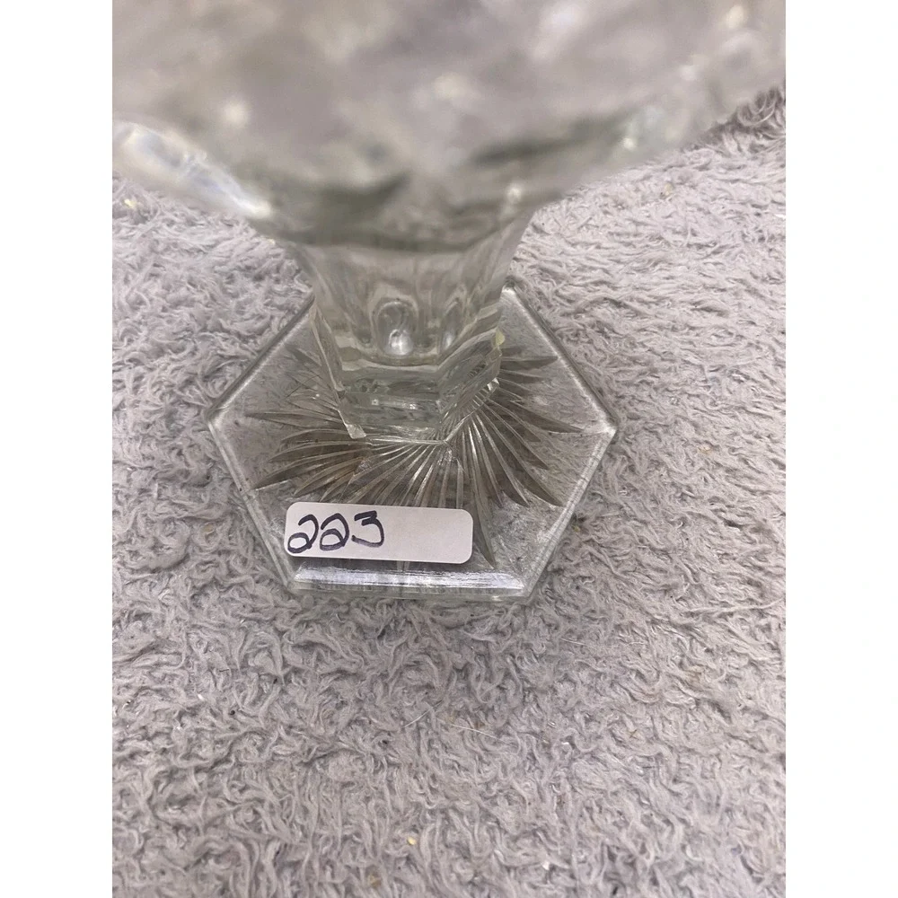 Vintage Cut‎ Crystal Candy Dish Compote Pedestal Bowl Clear Glass Decor